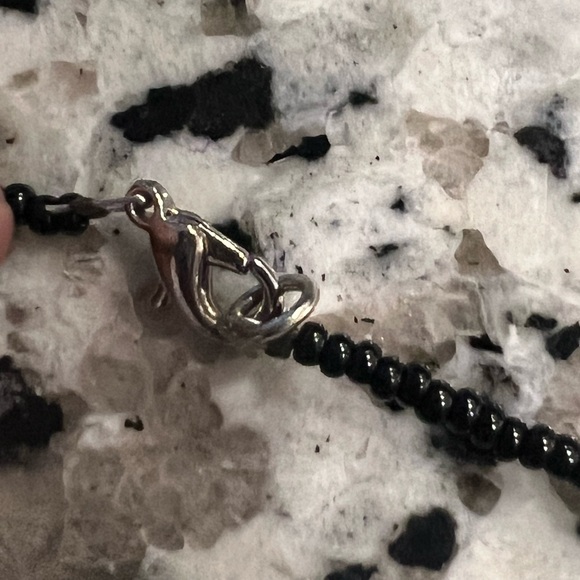 Red Cinnabar Pendant Black beaded Necklace - Picture 6 of 6